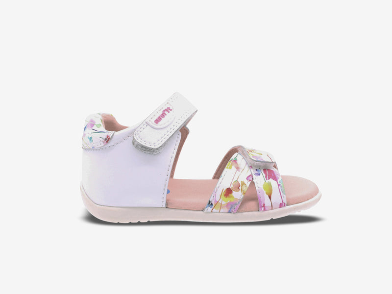 Surefit Bee White Print Toddler Sandals