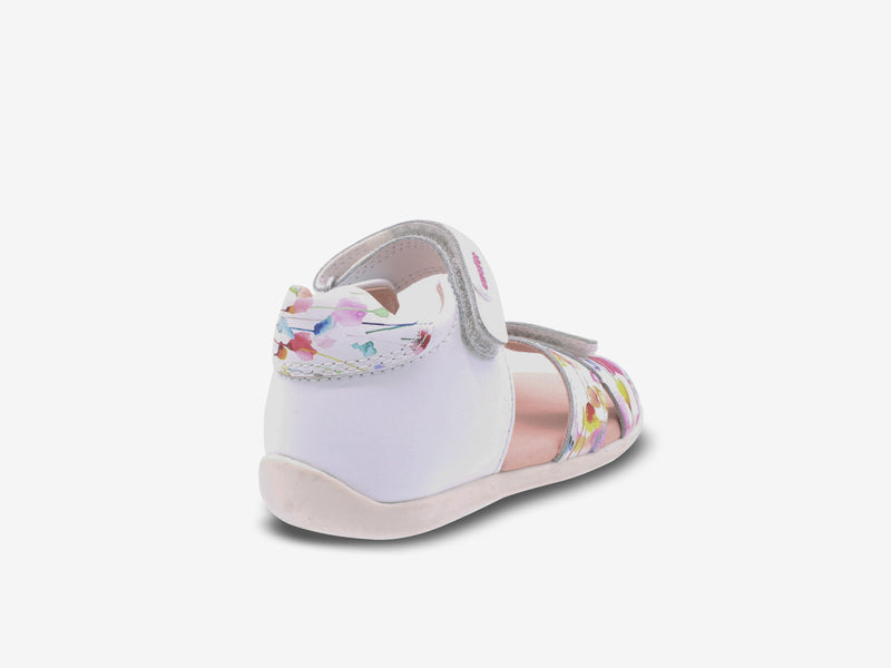 Surefit Bee White Print Toddler Sandals