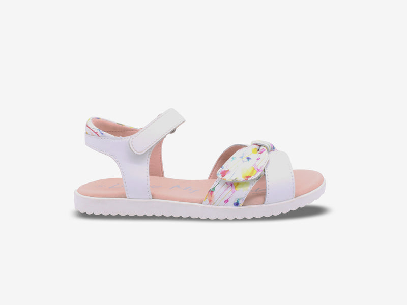 Surefit Eden White Print Girls Sandals