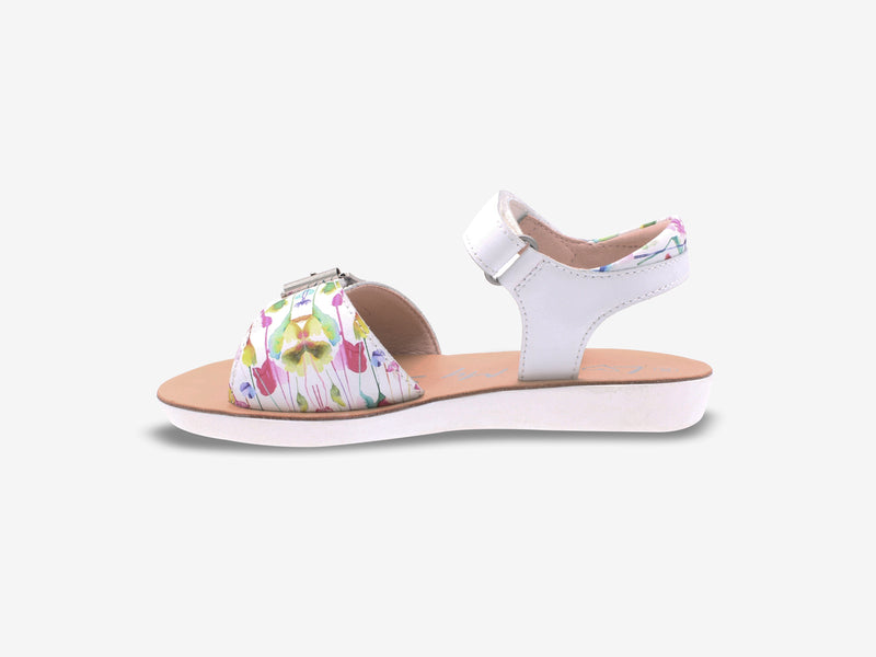 Surefit Olivia White Print Girls Sandals