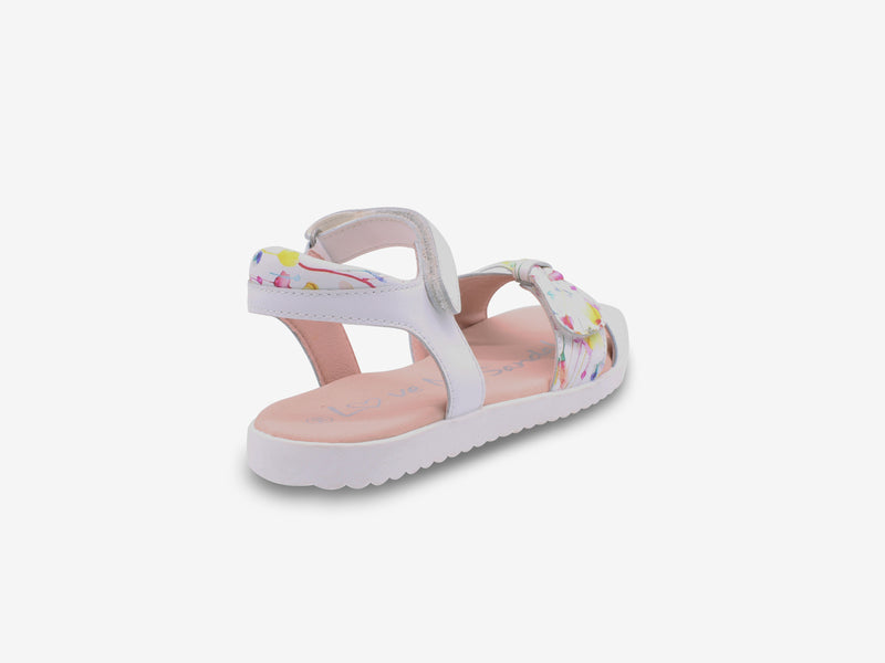 Surefit Eden White Print Girls Sandals