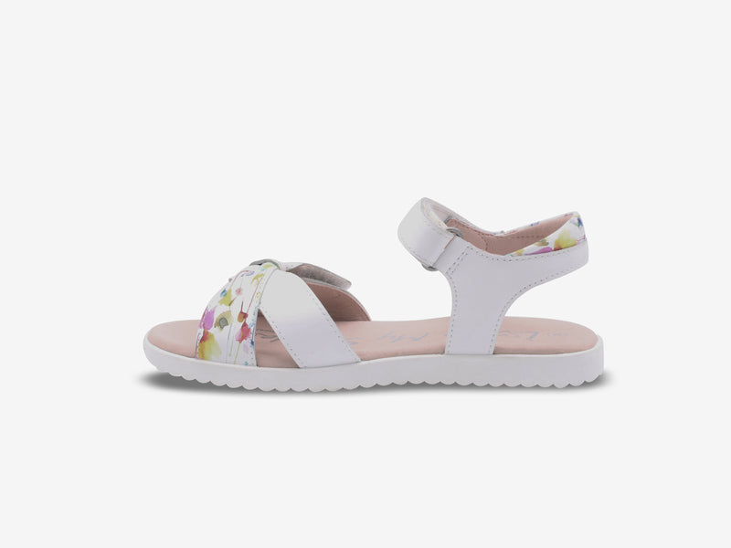Surefit Eden White Print Girls Sandals