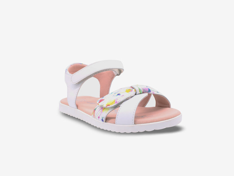 Surefit Eden White Print Girls Sandals