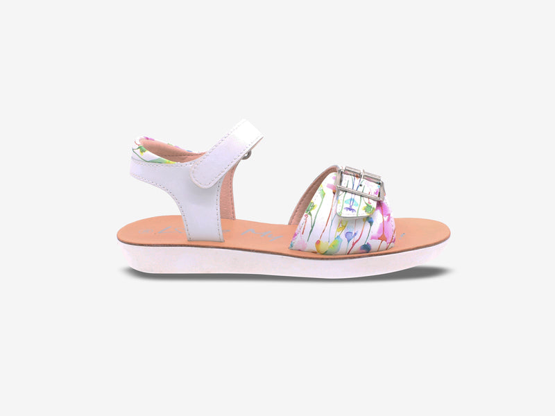Surefit Olivia White Print Girls Sandals