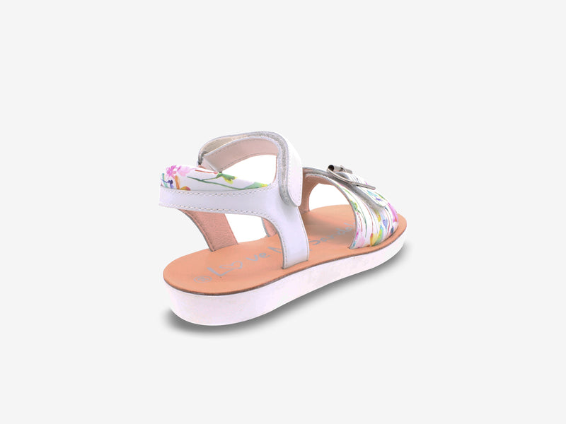 Surefit Olivia White Print Girls Sandals