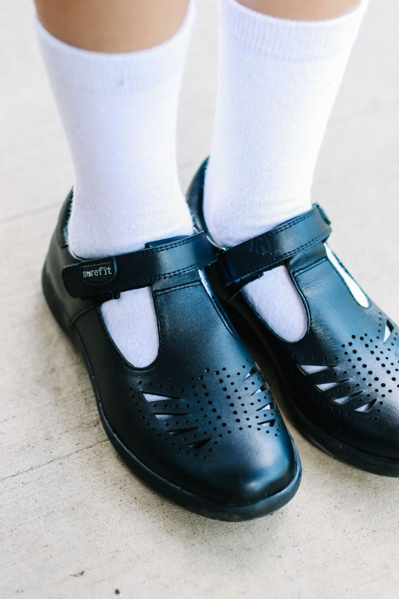 Surefit Bella Black Girls School Shoes